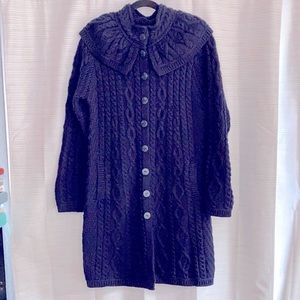 Aran Crafts Long Sweater Coat, Size Large